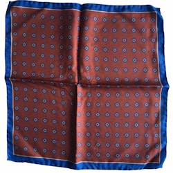 Medallion Printed Silk Pocket Square - Orange/Light Blue