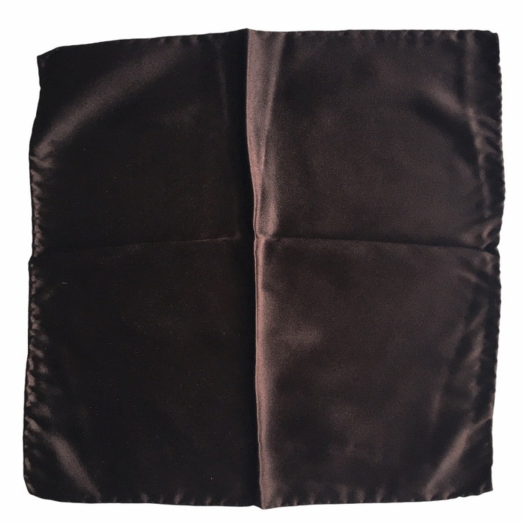 Solid Satin Silk Pocket Square - Dark Brown