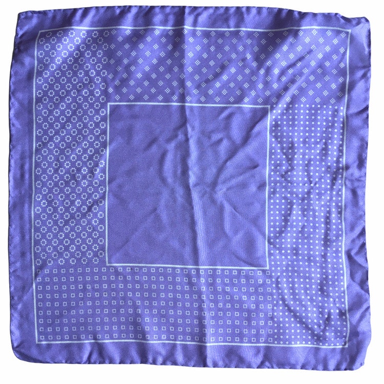 Multi Printed Silk Pocket Square - Light Purple/White