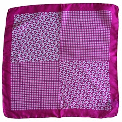 Floral Printed Silk Pocket Square - Cerise/White