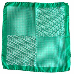 Floral Printed Silk Pocket Square - Green/White