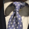 Floral Silk Tie - Mid Blue/White