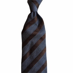 Regimental Silk/Wool Tie - Untipped - Navy Blue/Brown