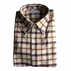 Large Check Chunky Flannel Shirt - Button Down - White/Burgundy/Yellow