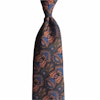 Floral Ancient Madder Silk Tie - Untipped - Navy Blue/Green/Orange/Mid Blue