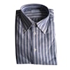 Striped Twill Shirt - Button Down - Navy Blue/White