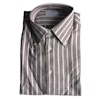 Striped Twill Shirt - Button Down - Brown/White