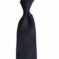 Regimental Silk Grenadine Tie - Untipped - Navy Blue/Brown