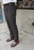 Solid High Waist Flannel Trousers - Dark Brown