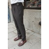Solid High Waist Flannel Trousers - Dark Brown
