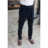 Solid High Waist Corduroy Trousers - Navy Blue