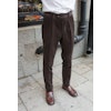 Solid High Waist Corduroy Trousers - Dark Brown (size 54 left)