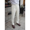 Solid High Waist Flannel Trousers - Off White
