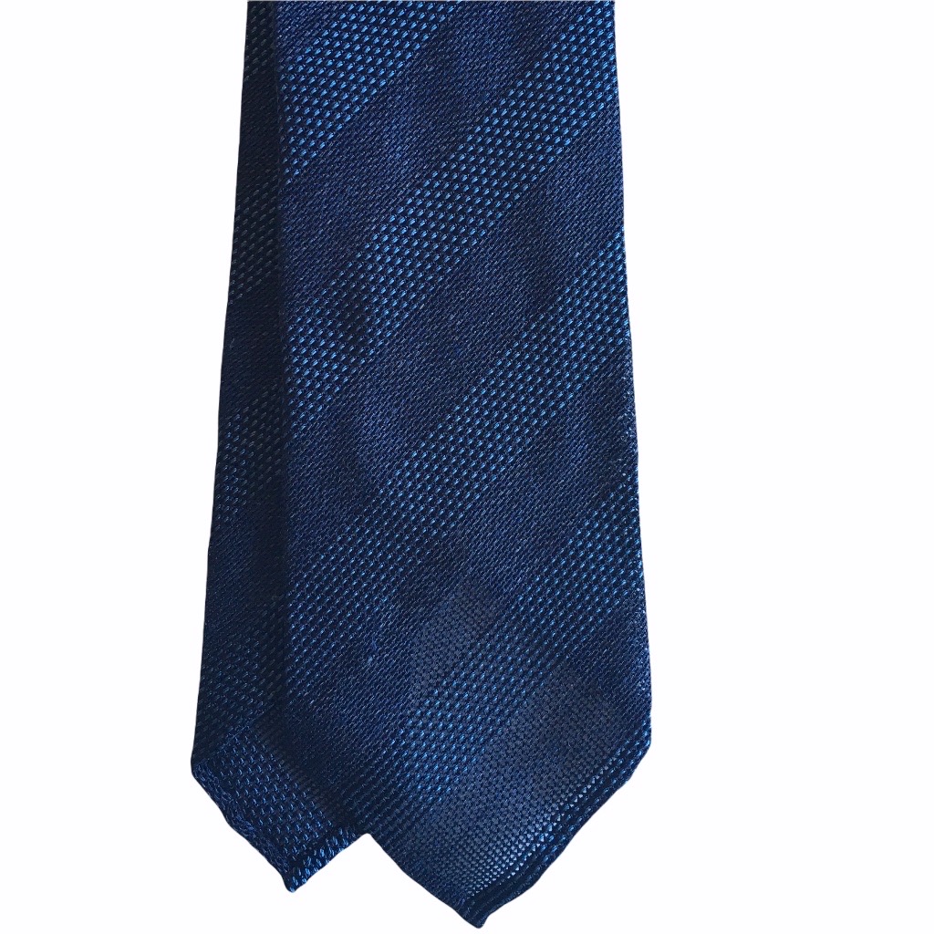 Regimental Silk Grenadine Tie - Untipped - Navy Blue