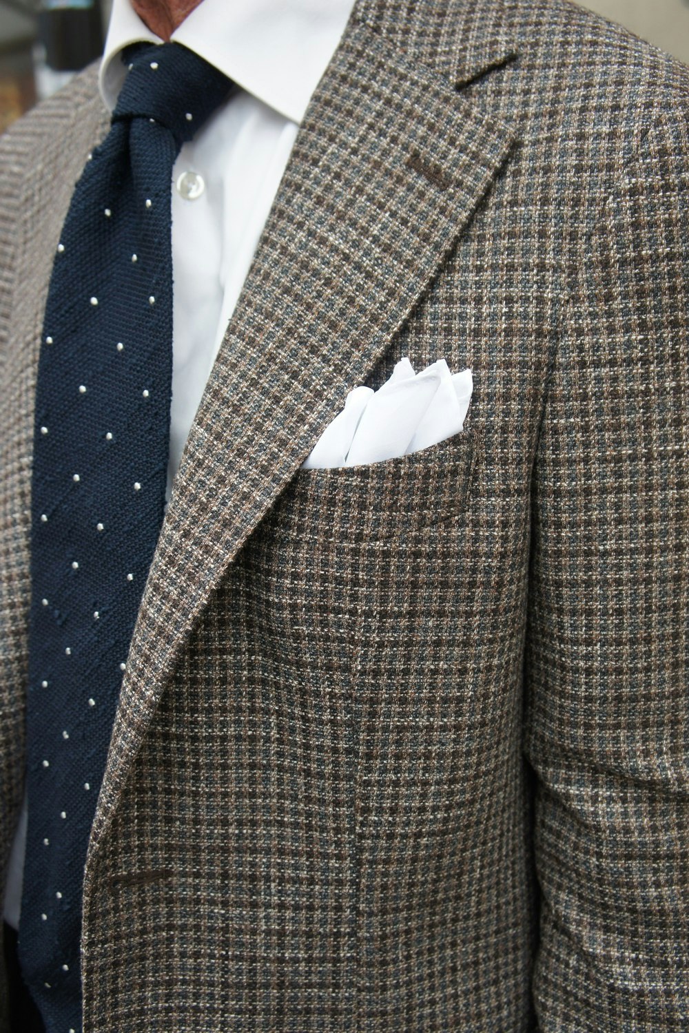 Small Check Wool Jacket - Unconstructed - Brown/Blue