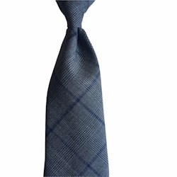 Glencheck Light Wool Tie - Untipped - Grey/Navy Blue