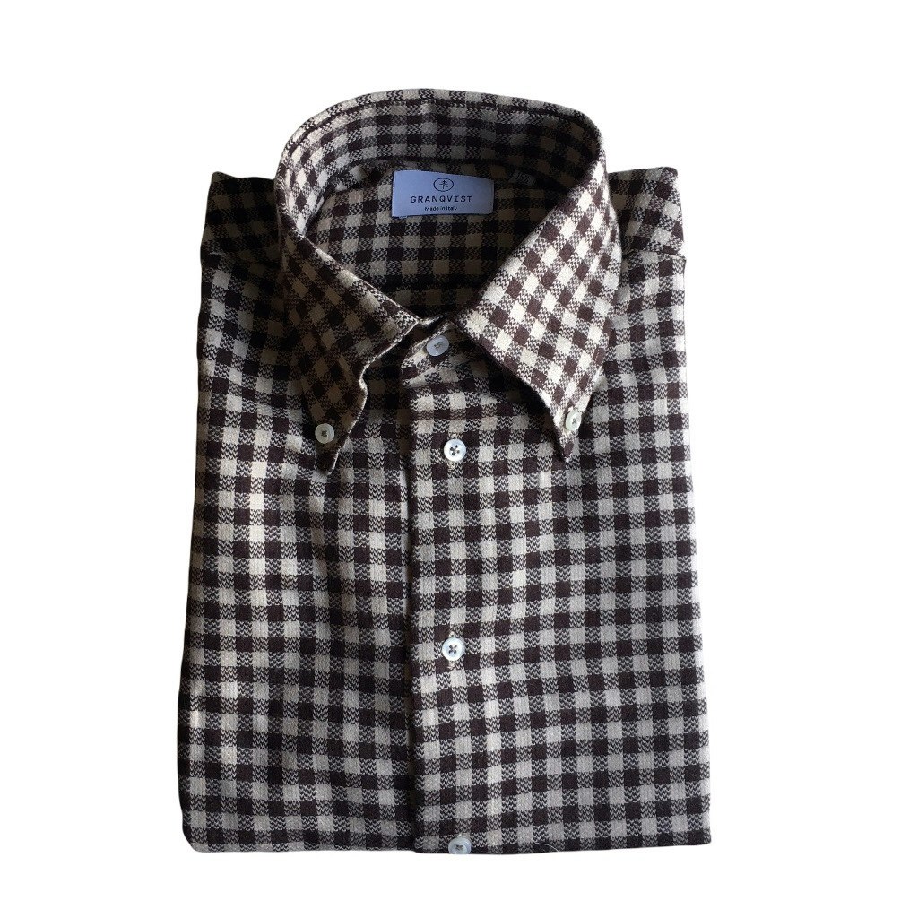 Check Flannel Shirt - Button Down - Brown/Beige