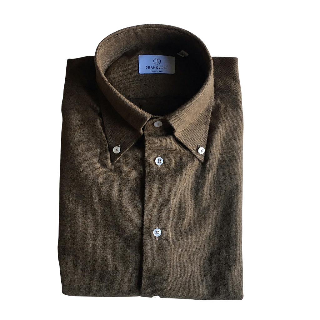 Enfärgad Flanellskjorta - Button Down - Brun