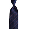 Slobby Striped Silk Grenadine Tie - Untipped - Navy Blue/Red