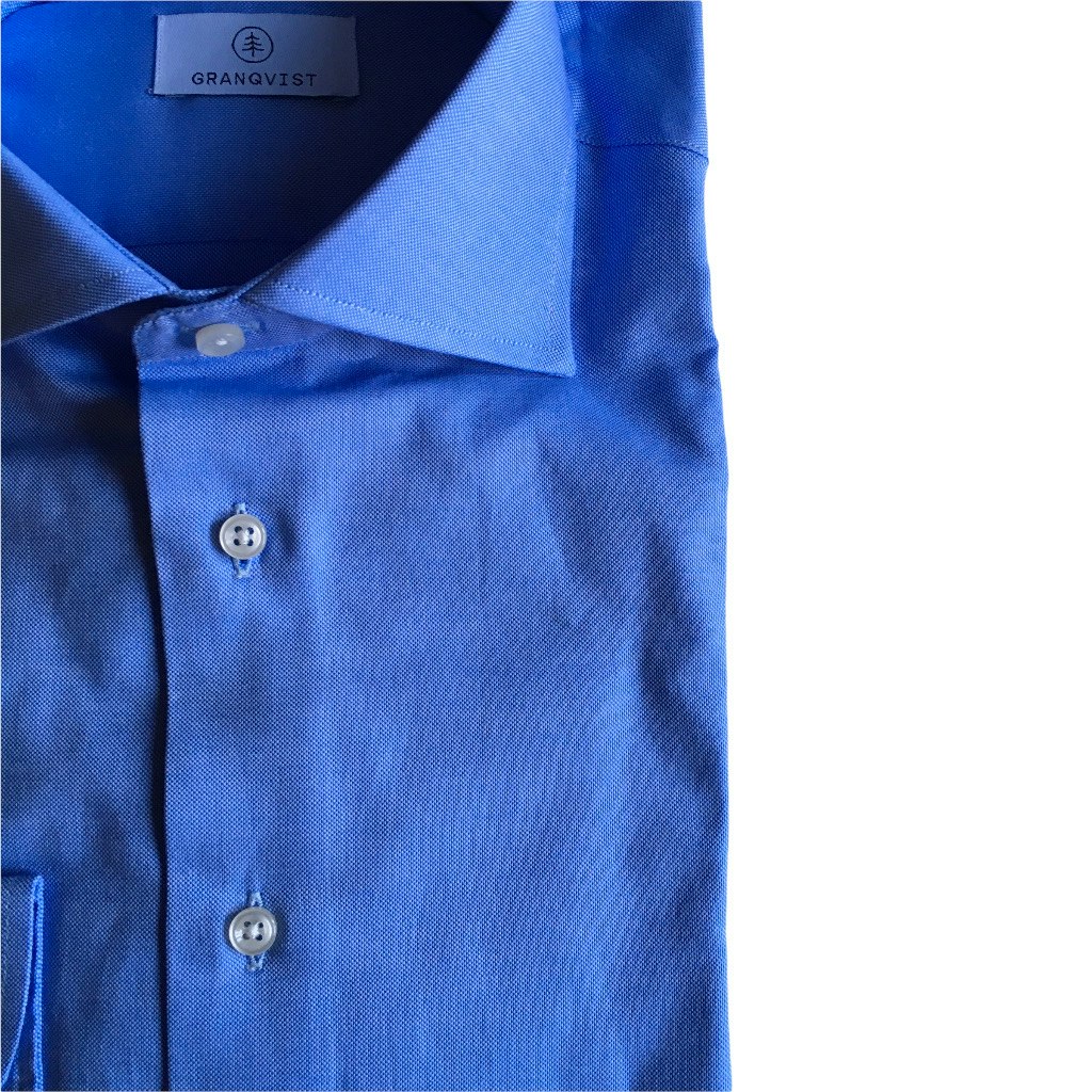 Enfärgad Pinpoint Oxfordskjorta - Cutaway - Stark Ljusblå