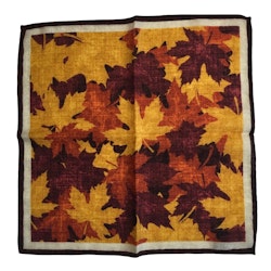 Autumn Leaf Wool Pocket Square - Mustard Yellow/Orange/Burgundy