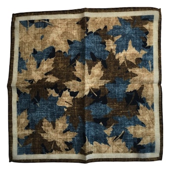 Autumn Leaf Wool Pocket Square - Beige/Brown/Blue