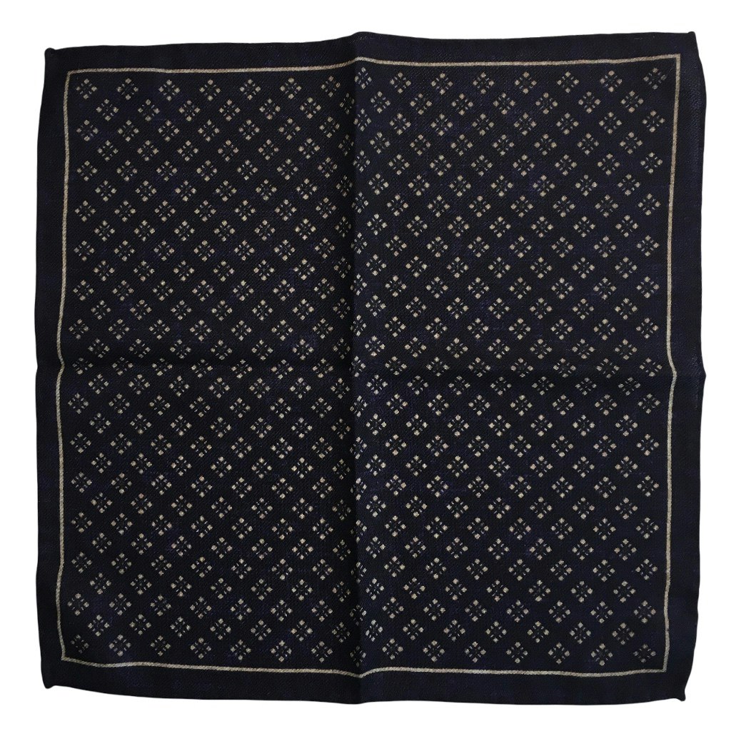 Medallion Wool Pocket Square - Lilac/White