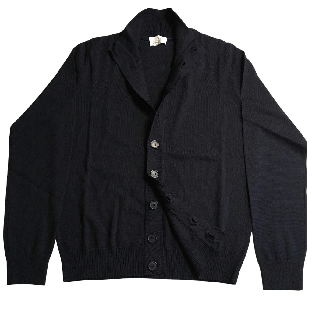 Merino Cardigan Bomber - Navy Blue