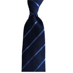Regimental Wool Grenadine Tie - Untipped - Navy Blue/Light Blue