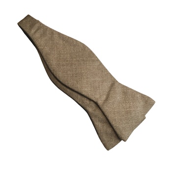 Solid Wool/Silk Bow Tie - Beige
