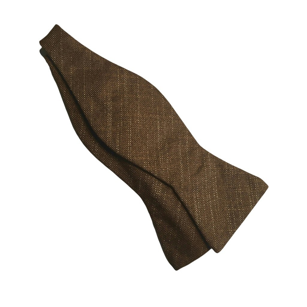 Solid Wool/Silk Bow Tie - Brown