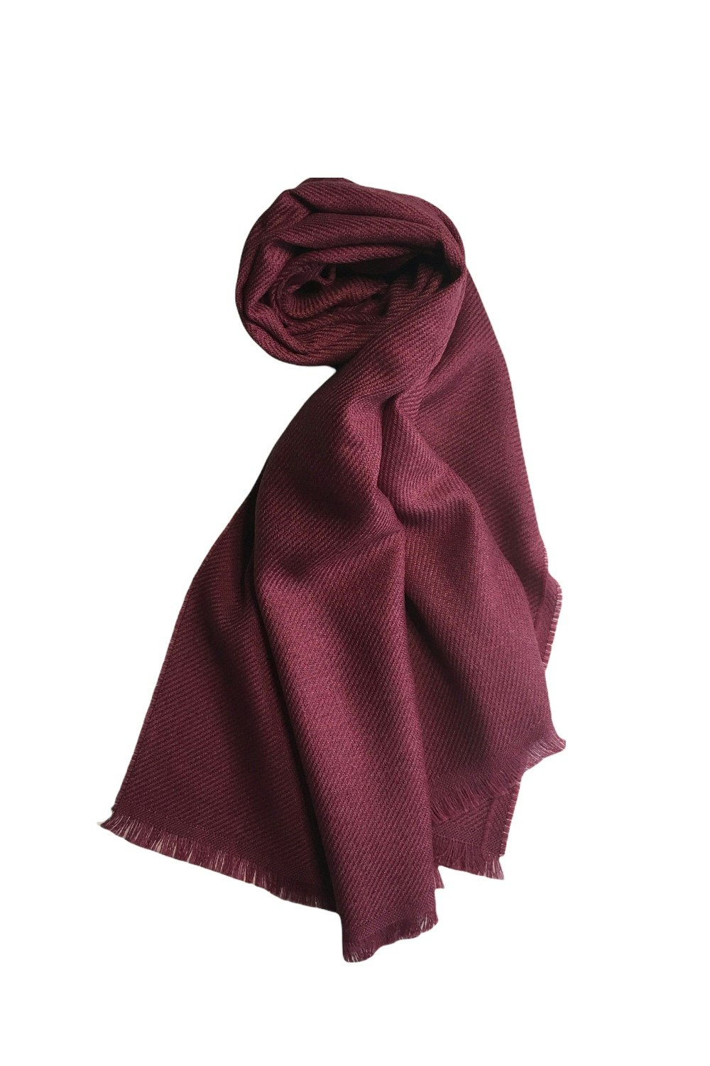 Solid Large Wool Scarf - Wine