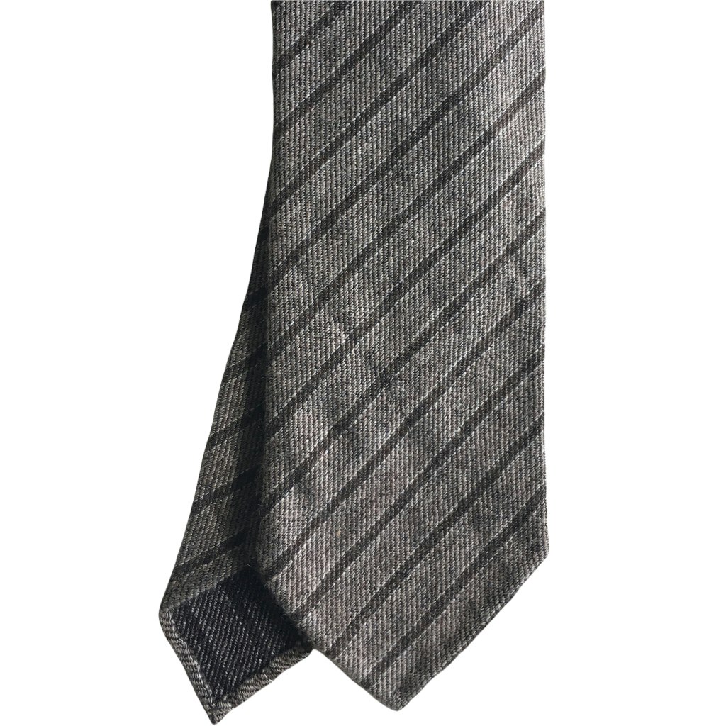 Regimental Cashmere Tie - Untipped - Beige/Brown