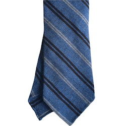 Regimental Cashmere Tie - Untipped - Light Blue/Brown/White