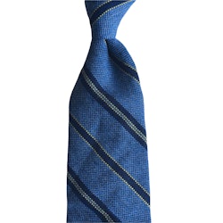 Regimental Cashmere Tie - Untipped - Light Blue/Navy Blue/Yellow