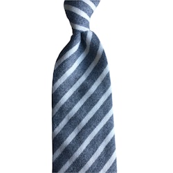 Regimental Cashmere Tie - Untipped - Grey/White