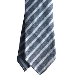 Regimental Cashmere Tie - Untipped - Grey/White