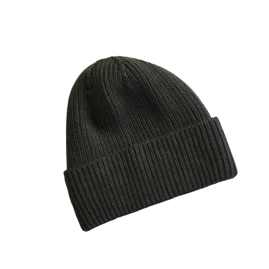 Pure Cashmere Beanie - Olive Green