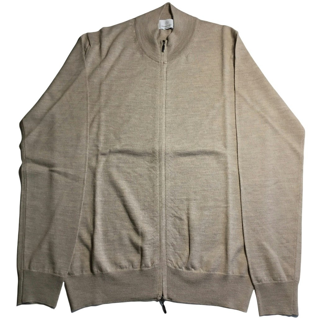 Full Zip Merino Pullover - Beige