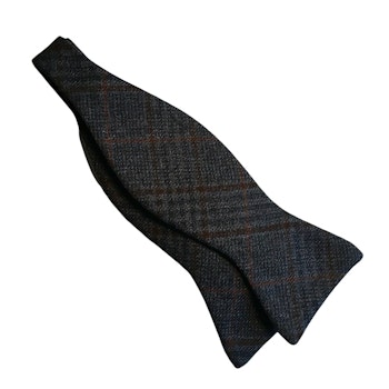 Plaid Wool Bow Tie - Dark Grey/Brown