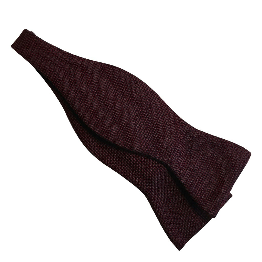 Solid Textured Wool Bow Tie - Burgundy