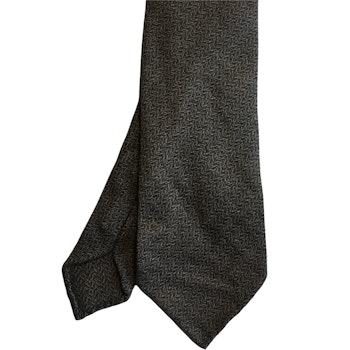 Herringbone Wool Tie - Untipped - Dark Beige
