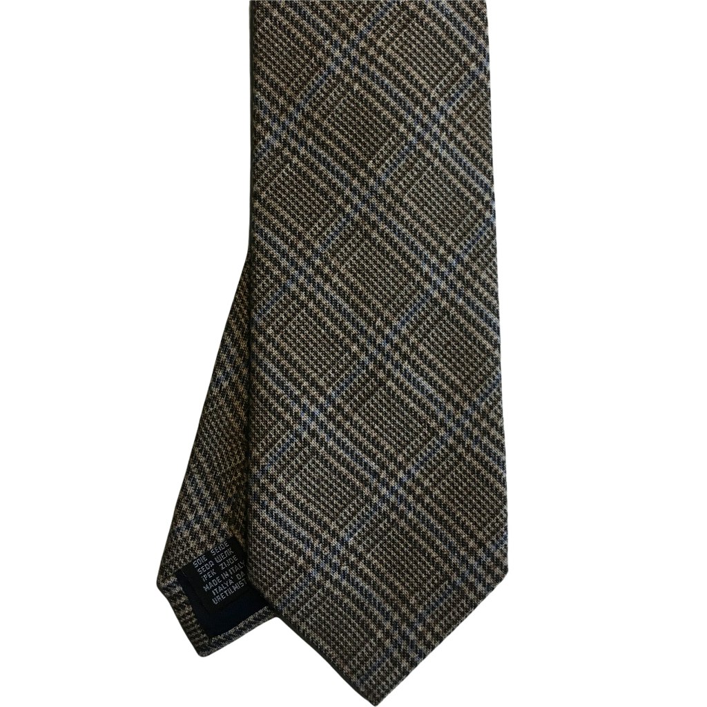 Glencheck Wool/Silk Tie - Brown/Beige/Light Blue