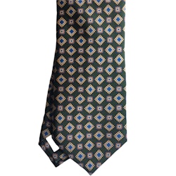 Medallion Printed Silk Tie - Green/Beige/Blue