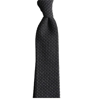 Solid Knitted Wool Tie - Dark Grey