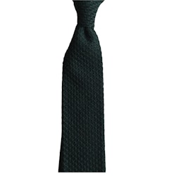 Solid Knitted Wool Tie - Dark Green