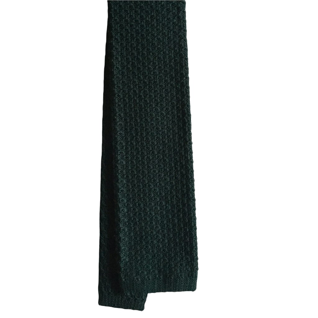 Solid Knitted Wool Tie - Dark Green