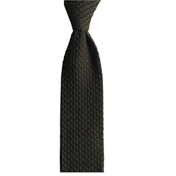 Solid Knitted Wool Tie - Olivgrön