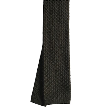 Solid Knitted Wool Tie - Olivgrön