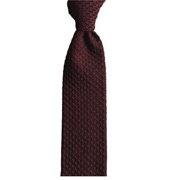 Solid Knitted Wool Tie - Burgundy